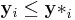 \mathbf{y}_i \le \mathbf{y*}_i