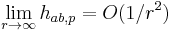 \lim_{r \rightarrow \infty} h_{ab,p} = O(1/r^2)