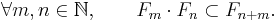  \forall m,n \in \mathbb{N},\qquad F_m\cdot F_n\subset F_{n%2Bm}.