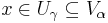 x\in U_{\gamma}\subseteq V_{\alpha}\,