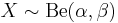 X \sim \textrm{Be}(\alpha, \beta)