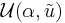  \ \displaystyle \mathcal{U}(\alpha,\tilde{u}) \ 