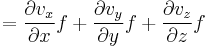  = \frac{\part v_x}{\part x}f%2B\frac{\part v_y}{\part y}f%2B\frac{\part v_z}{\part z}f 