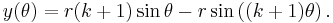 y (\theta) = r (k %2B 1) \sin \theta - r \sin \left( (k %2B 1) \theta \right). \,