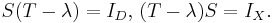 S (T - \lambda) = I_D, \,  (T - \lambda) S  = I_X.