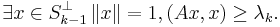 \exists x \in S_{k-1}^{\perp} \, \|x\| = 1, (Ax, x) \ge \lambda_k.