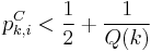 p_{k,i}^C<\frac{1}{2}%2B\frac{1}{Q(k)}