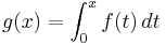 g(x) = \int_0^x f(t) \, dt\,