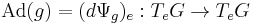 \textrm{Ad}(g) = (d\Psi_g)_e�: T_eG \rightarrow T_eG