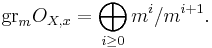 \operatorname{gr}_m O_{X,x}=\bigoplus_{i\geq 0} m^i / m^{i%2B1}.