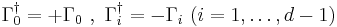  \Gamma_0^\dagger= %2B\Gamma_0 ~,~ \Gamma_i^\dagger= -\Gamma_i
~(i=1,\dots,d-1)
