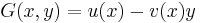 \,G(x,y)=u(x)-v(x)y