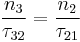 \frac{n_3}{\tau_{32}} = \frac{n_2}{\tau_{21}}