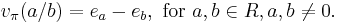 v_\pi(a/b)=e_a-e_b,\text{ for }a,b\in R, a, b\neq0.