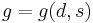 \ \displaystyle g=g(d,s)