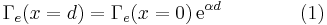 \Gamma_{e}(x=d) = \Gamma_{e}(x=0)\,\mathrm{e}^{\alpha d}\qquad\qquad(1)