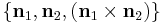 \{ \bold {n}_1, \bold {n}_2, (\bold {n}_1 \times \bold {n}_2) \}