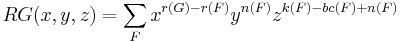 RG(x,y,z) =\sum_F x^{r(G)-r(F)}y^{n(F)}z^{k(F)-bc(F)%2Bn(F)}