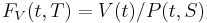 F_V(t,T) = V(t)/P(t,S)