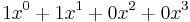 1x^0 %2B 1x^1 %2B 0x^2 %2B 0x^3