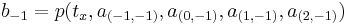 \textstyle b_{-1} = p(t_x, a_{(-1,-1)}, a_{(0,-1)}, a_{(1,-1)}, a_{(2,-1)})