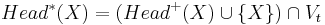 Head^*(X) = (Head^%2B(X) \cup \{ X \}) \cap V_t