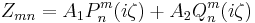 Z_{mn}   =A_1P_n^m(i\zeta)%2BA_2Q_n^m(i\zeta)