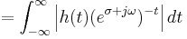  = \int_{-\infty}^{\infty}{\left|h(t) (e^{\sigma %2B j \omega})^{- t} \right| dt}