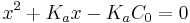 x^2 %2B K_a x - K_a C_0 = 0