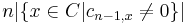 n|\{  x \in C | c_{n-1,x} \neq 0\}|