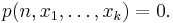 p(n,x_1,\ldots,x_k)=0.