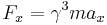 F_x = \gamma^3 m a_x \,