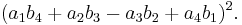 (a_1 b_4 %2B a_2 b_3 - a_3 b_2 %2B a_4 b_1)^2.\,