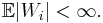 \mathbb{E}|W_i| < \infty.\, 