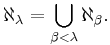 \aleph_{\lambda} = \bigcup_{\beta < \lambda} \aleph_\beta.