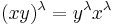 (xy)^{\lambda} = y^{\lambda}x^{\lambda}