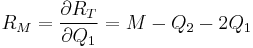 R_M = \frac{\partial R_T}{\partial Q_1} = M - Q_2 - 2Q_1