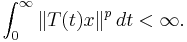 \int_0^\infty\|T(t)x\|^p\,dt<\infty.