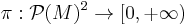 \pi�: \mathcal{P} (M)^{2} \to [0, %2B \infty)