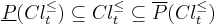 
\underline{P}(Cl_t^{\leq}) \subseteq Cl_t^{\leq} \subseteq \overline{P}(Cl_t^{\leq})
