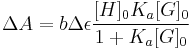 {\Delta}A=b{\Delta}\epsilon{\frac{[H]_0K_a[G]_0}{1%2BK_a[G]_0}}