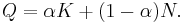 Q=\alpha K %2B (1-\alpha)N.\,