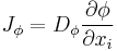 J_{\phi} = D_{\phi} \frac{ \partial \phi }{ \partial x_i }