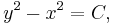 y^2 - x^2 = C,\,