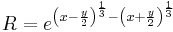 R=e^{{\left( x-{y \over 2} \right)}^{1\over 3}-{\left( x%2B{y \over 2} \right)}^{1\over 3}}