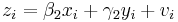 z_i = \beta_2 x_i %2B \gamma_2 y_i %2B v_i