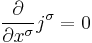 
\frac{\partial }{\partial x^{\sigma}} j^{\sigma} = 0
