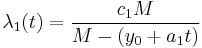 \lambda_1 (t) = \frac{c_1 M}{M - (y_0 %2B a_1 t)}