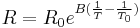 R=R_0e^{B(\frac{1}{T} - \frac{1}{T_0})}