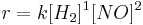  r = k [H_2]^1[NO]^2 \,